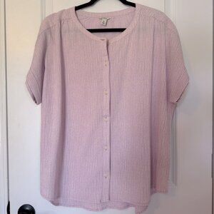 L.L. Bean Women’s 100% Organic Cotton Purple Short Sleeve Button Down XL Shirt